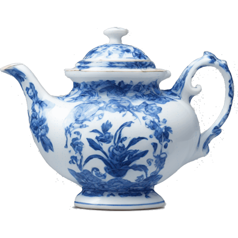 Antique porcelain teapot blue emoji