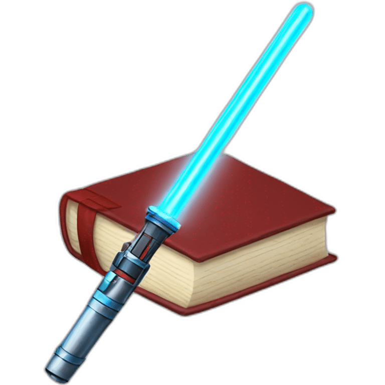 Books with blue and red lightsaber emoji