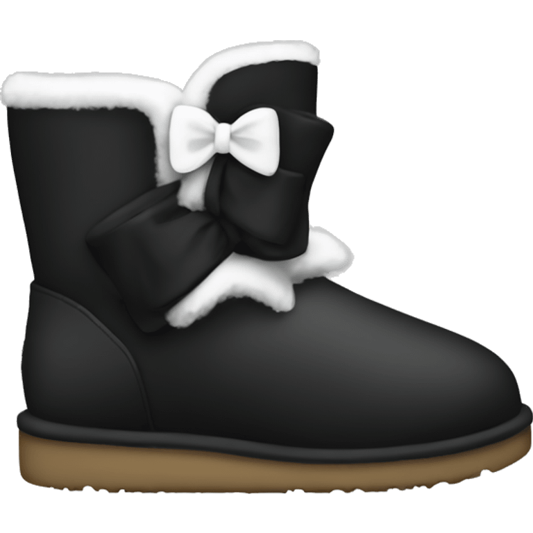 uggs black boots with a white bow emoji