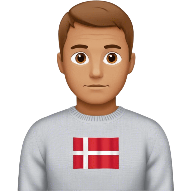 photorealistic man in the sweater with danish flag emoji