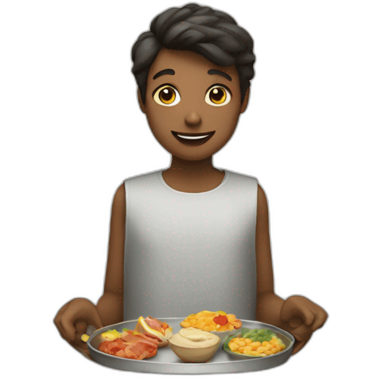 holding a tray with food in it emoji