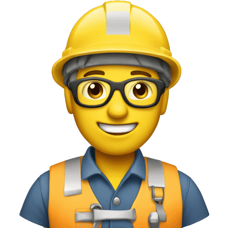 an emoji showing an engineer with a plan - the emoji must be a yellow round happy face emoji