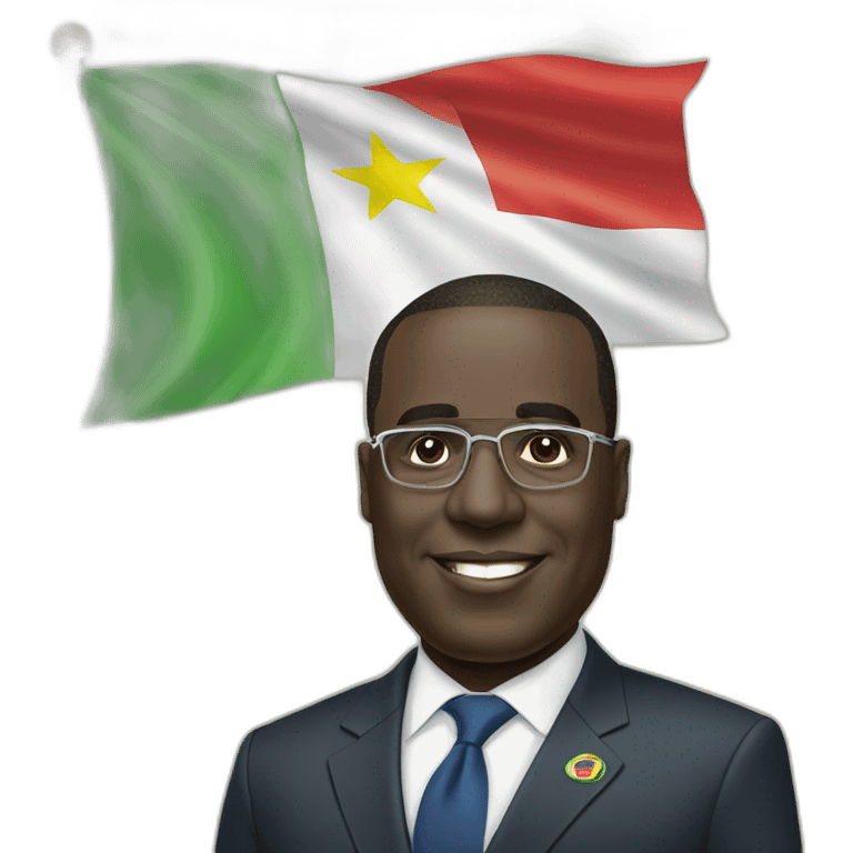 President Macky Sall with the flag of Senegal behind him emoji