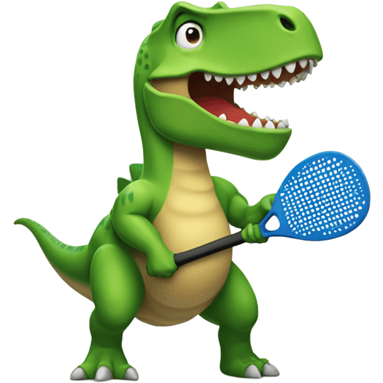 Dinosaur with pickleball pa emoji