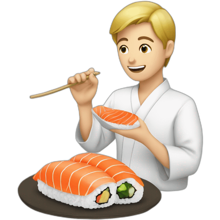 Humain qui mange un sushi emoji