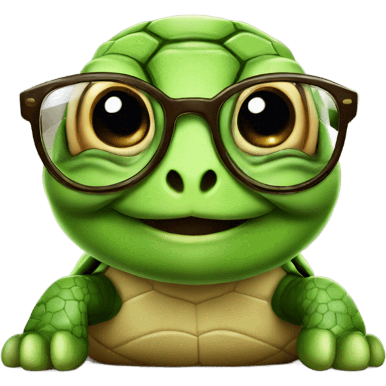 Cute turtle with glasses smiling  emoji