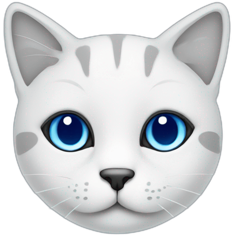 Blue simplistic sketch of a cute cat face emoji