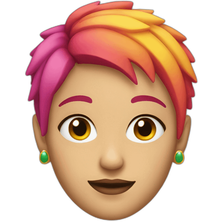 female face with studs and colourful short hair emoji