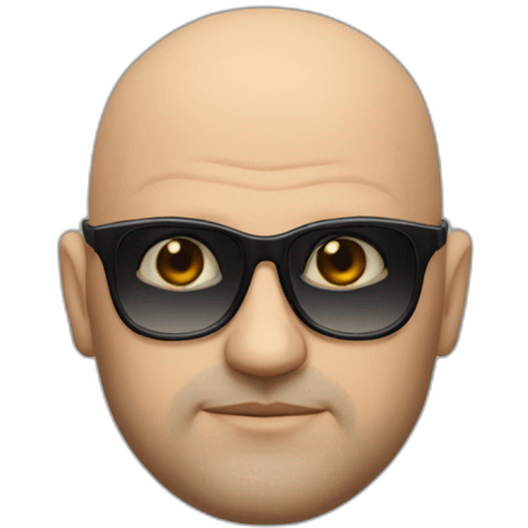 bald guy dark glasses, mafia boss emoji