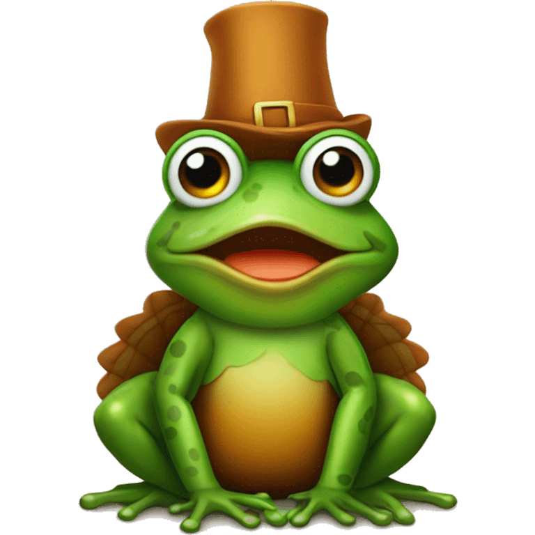 Frog dressed as a turkey emoji