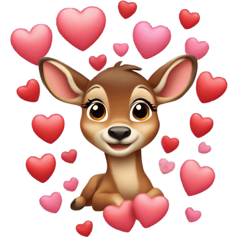 Bambi with hearts emoji