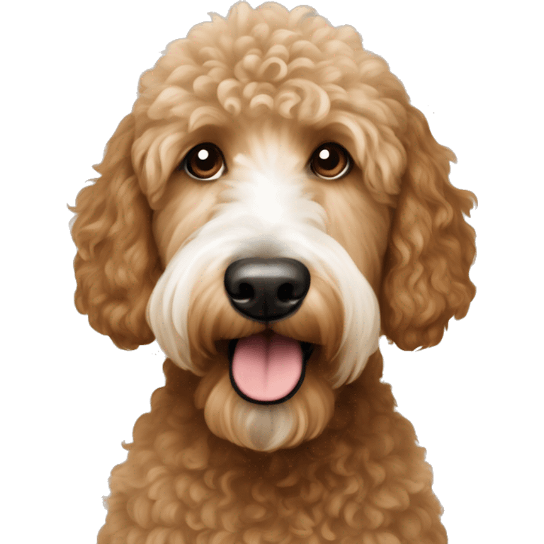 brown standard goldendoodle and white miniature poodle emoji