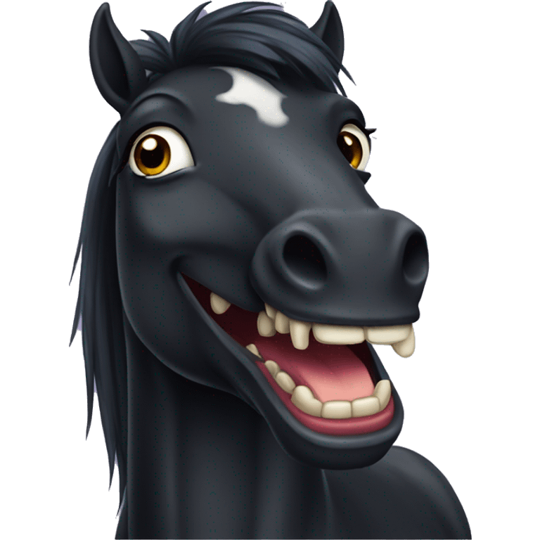 Black horse with fangs emoji