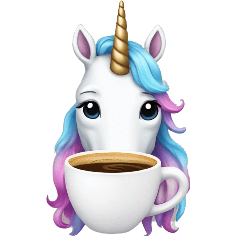 Unicorn with coffe emoji