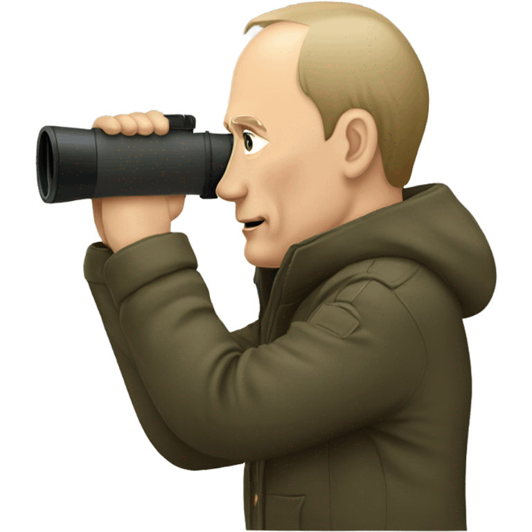 Putin with binoculars, side view emoji