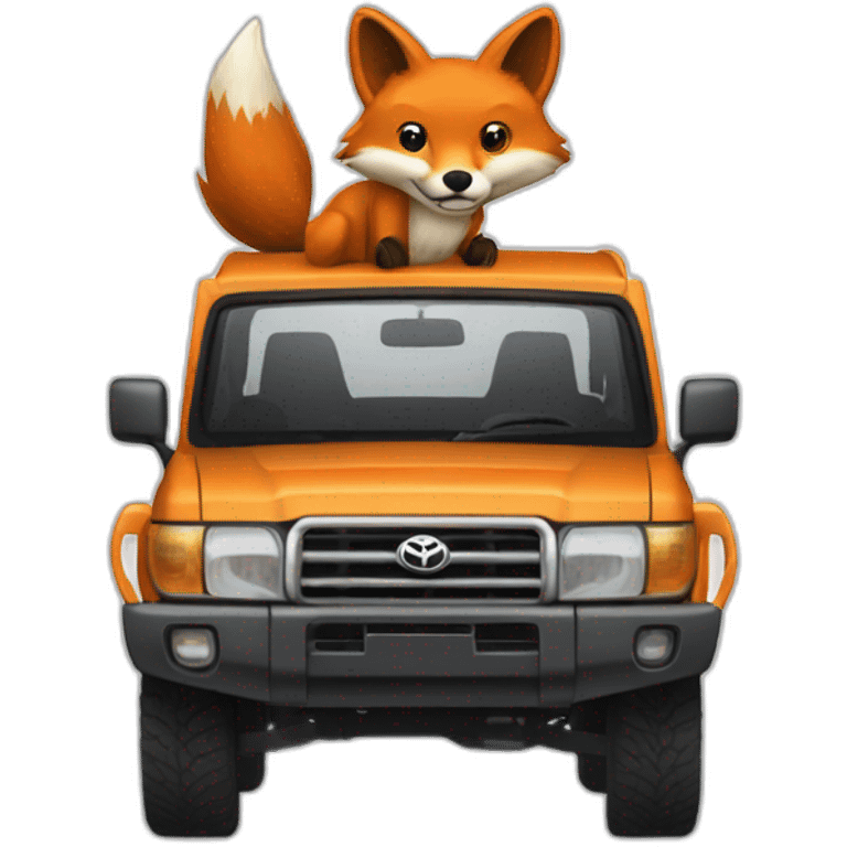 Fox driving a toyota landcruiser 70series emoji