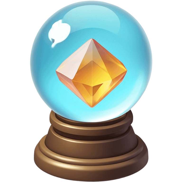 Clash of Clans aesthetic: Cinematic Playful 3D Isometric Crystal Ball Emoji, rendered in a 3D vector-style similar to standard emojis with minimal shading and bold, simplified shapes. A compact, distinct form with signature details, softly glowing with a fantasy RPG magic charm. Simplified yet unmistakably iconic, highly detailed and consistent, glowing with a soft radiance and high shine. Stylized with a touch of heroic grandeur and a soft glowing outline, capturing the essence of a beloved gaming relic with a friendly, playful manner! emoji