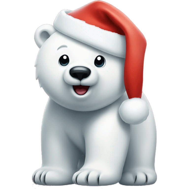 Polar bear with Santa hat emoji