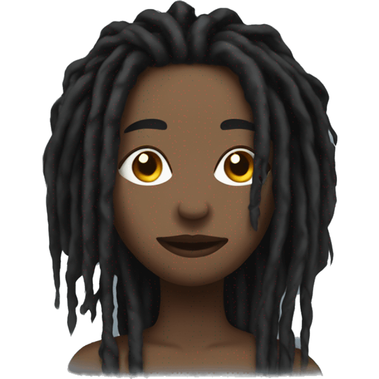 Black dread locs covering face emoji