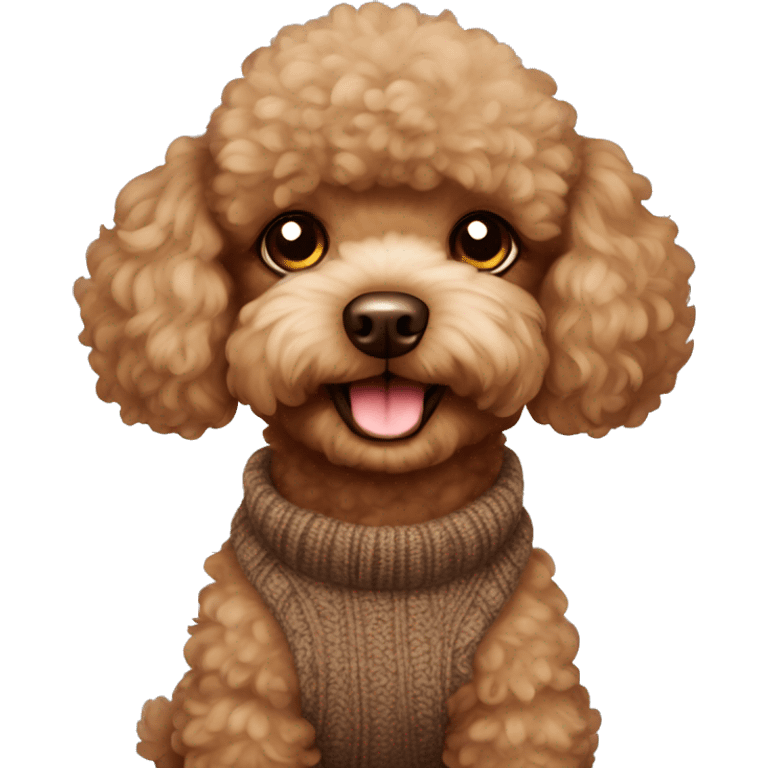 Fluffy toy poodle wearing a brown sweater emoji