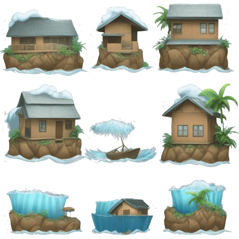  Use 🌊 for the tsunami, 🏠 for the underground house, and 🛡️ for protection. Combine these to show survival against the tsunami."



 emoji