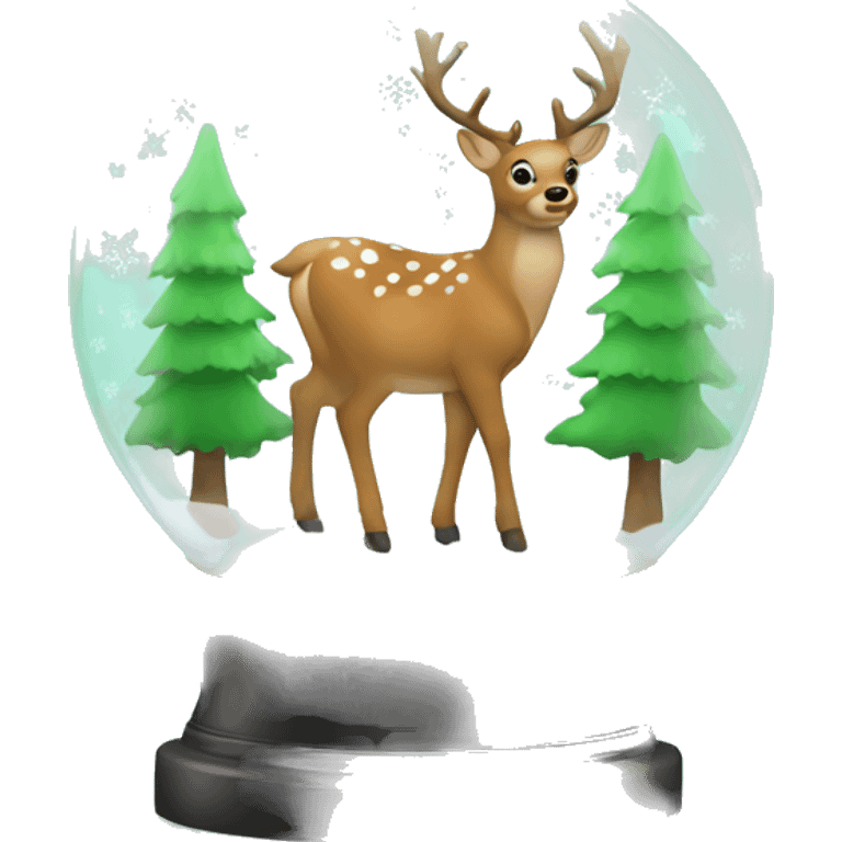 snow globe, deer, trees, Chroma key background  emoji