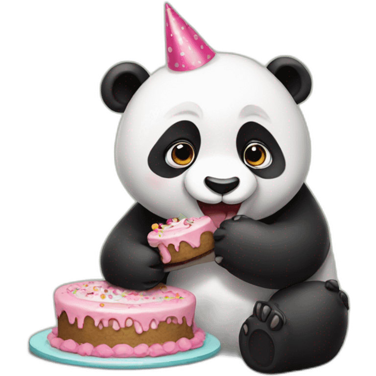 Panda eating birthday cake  emoji