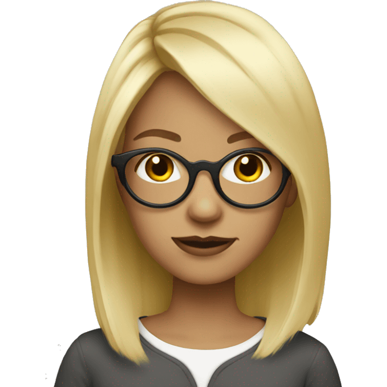 Blonde girl with round black glasses emoji