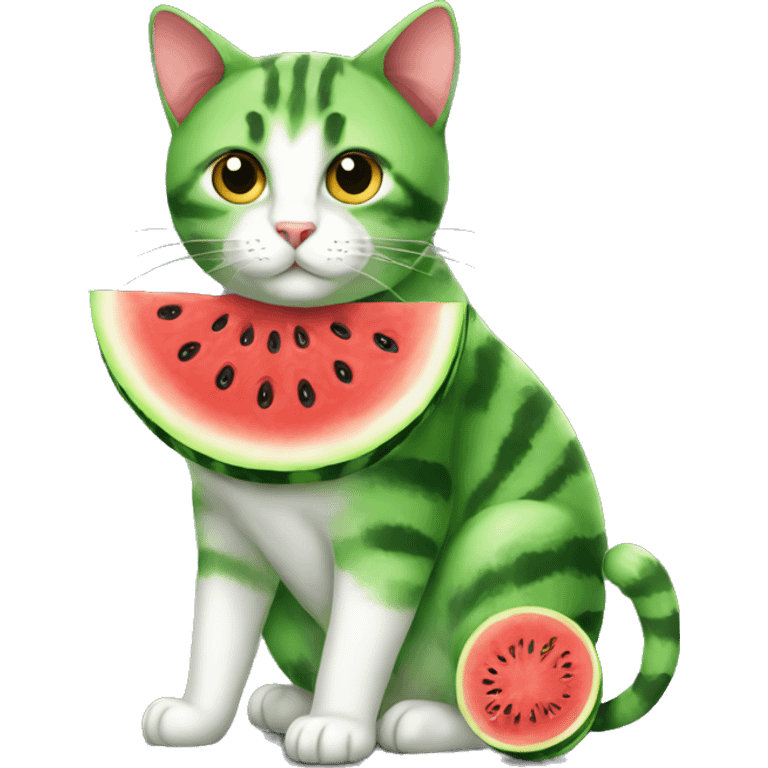 Watermelon summer cat emoji