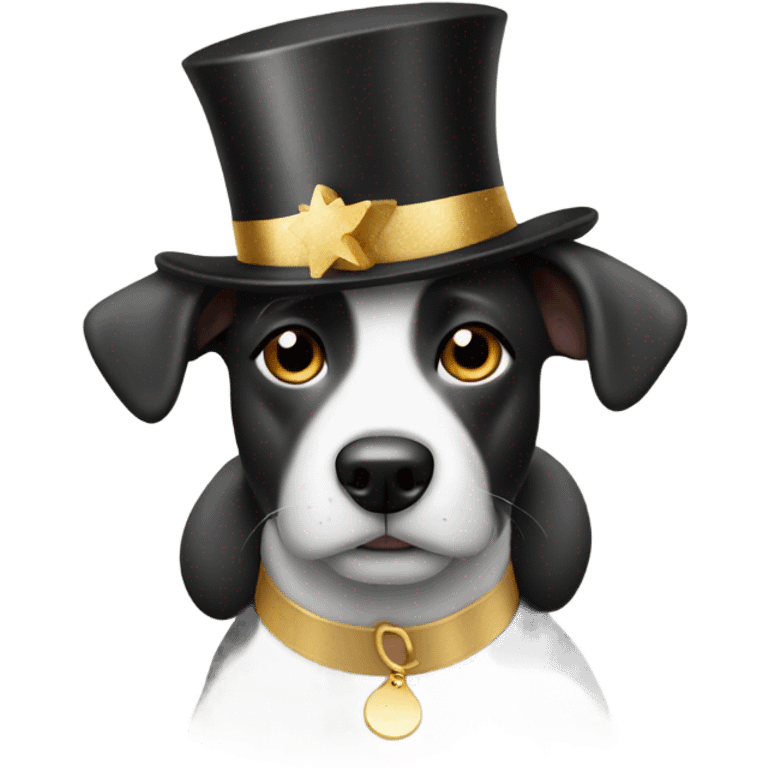 Dog wearing a New Year’s Eve hat emoji