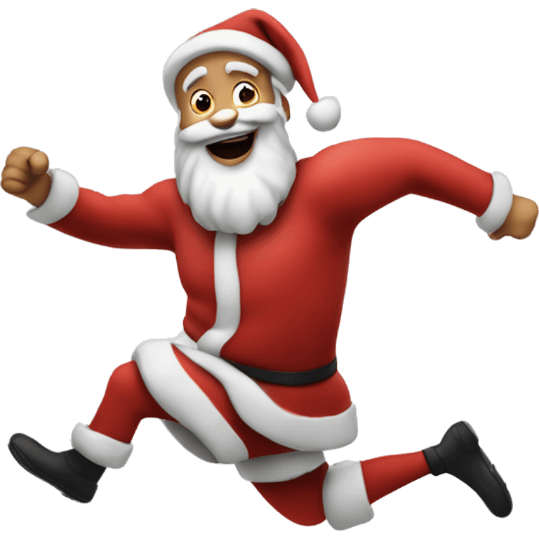 santa running, with a large stride and arms outstretched emoji