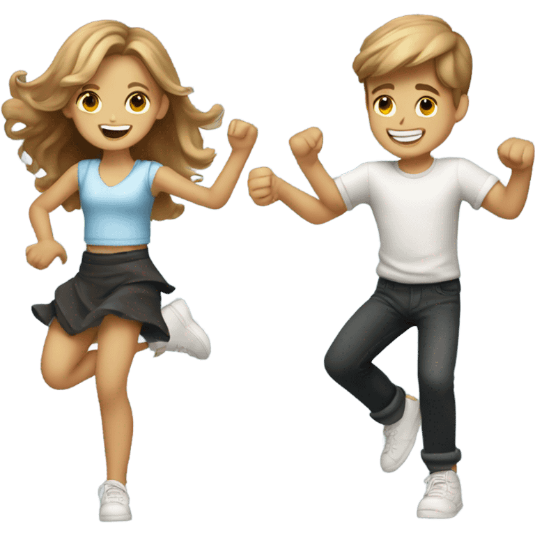 boy and girl dancing spin style with light brown hair emoji