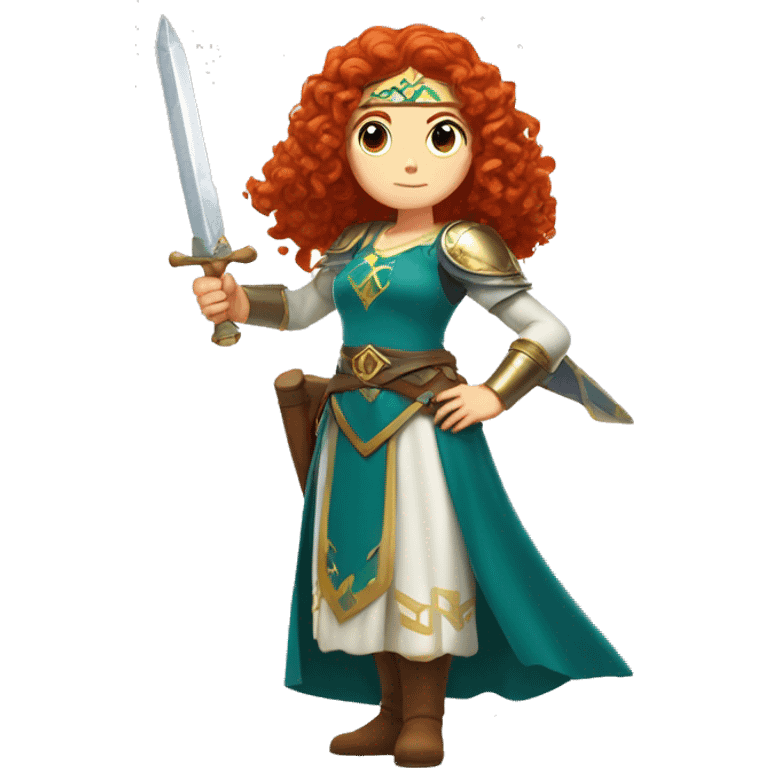 a white girl with long red curly hair and freckles, cosplaying Princess Zelda posing and ready for a fight emoji