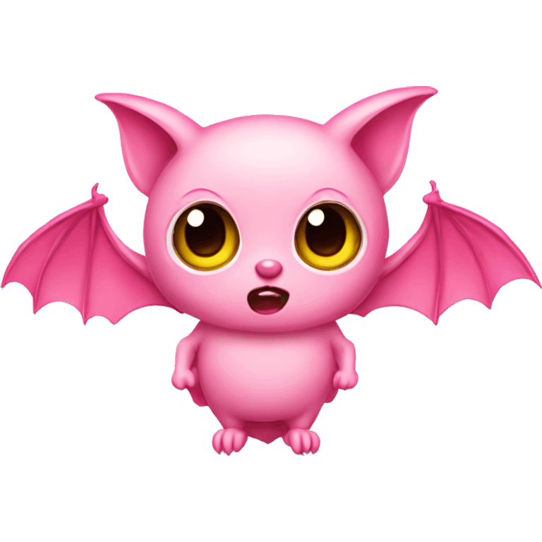 pink bat cute with strawberry big pink eyes  emoji