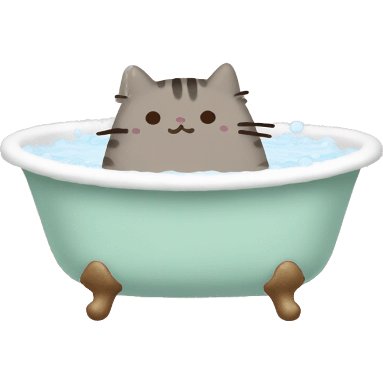 Pusheen in the bath emoji