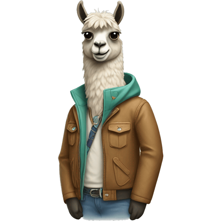 Llama with jacket emoji