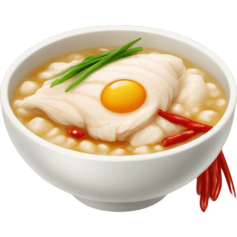 chicken congee with chili oil emoji