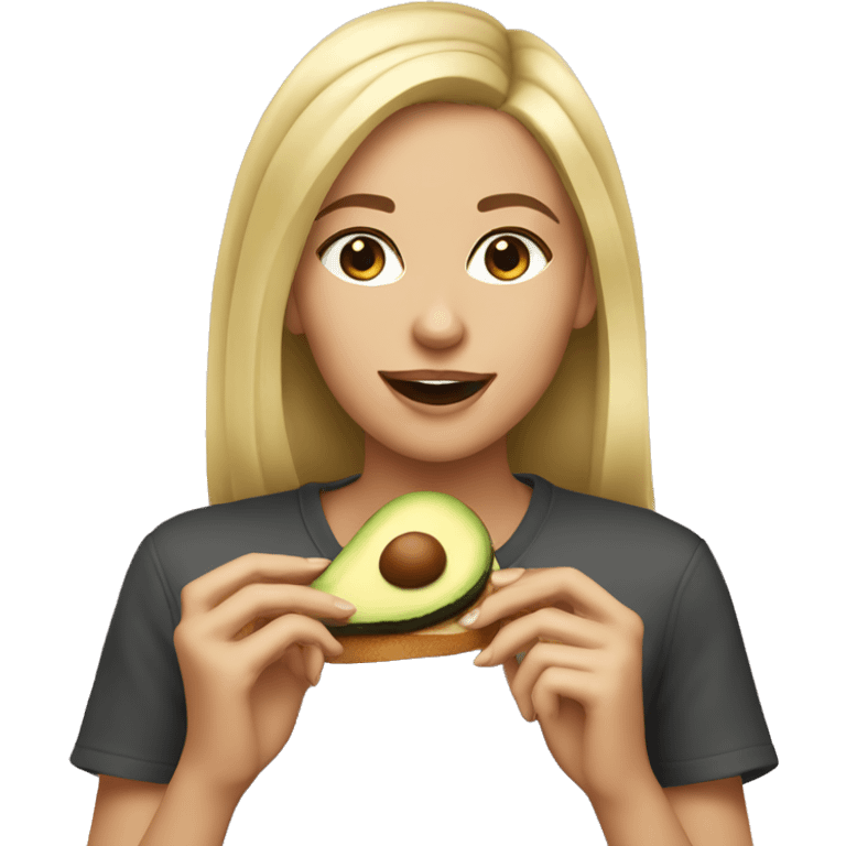 Blonde girl eating avocado toast emoji