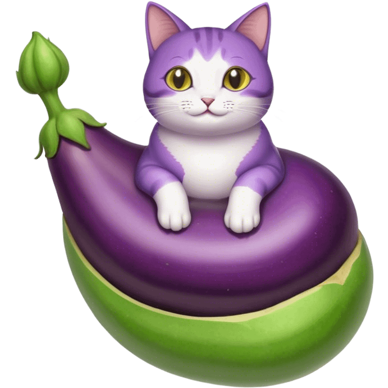 eggplant riding a cat emoji