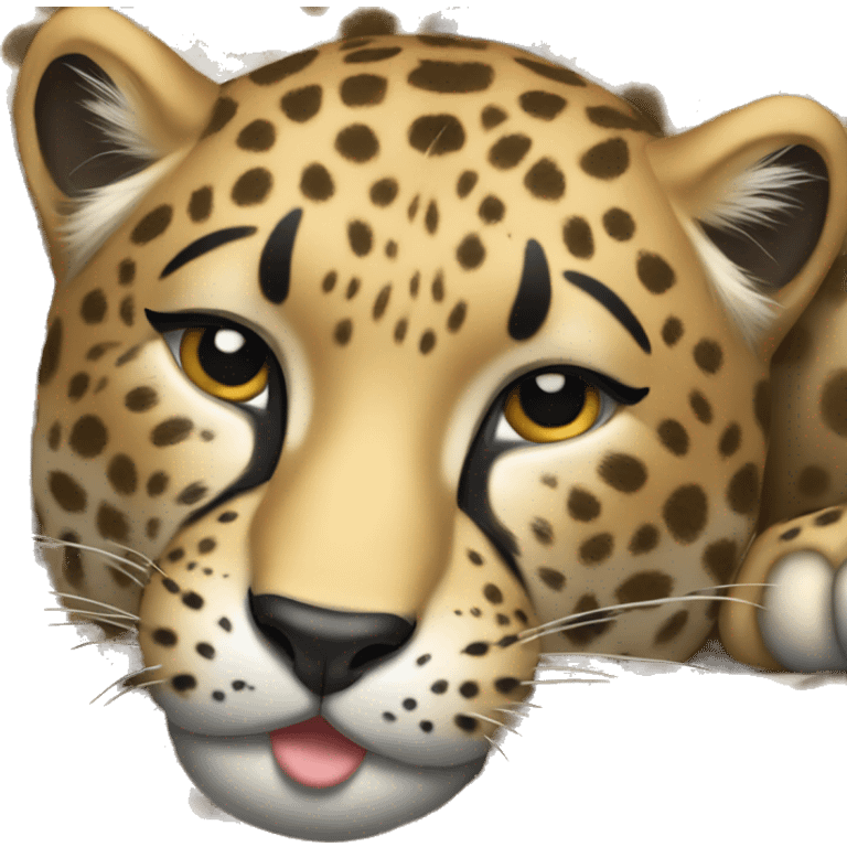 Leopard lies sleeping emoji