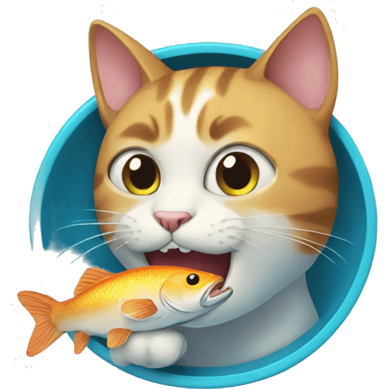 Cat eating fish emoji