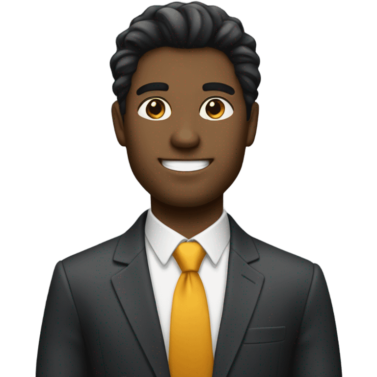 businessman black fluffy straight hair emoji