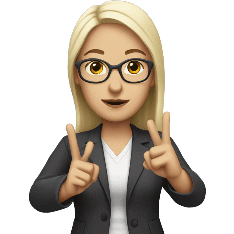 Hopefully white teacher with fingers crossed female emoji