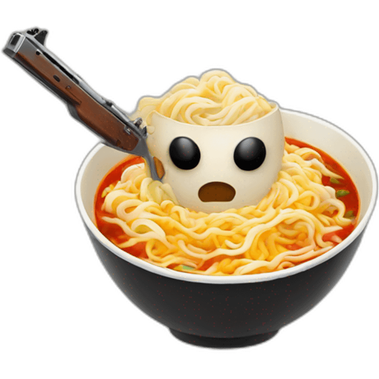 Ramen holding gun emoji