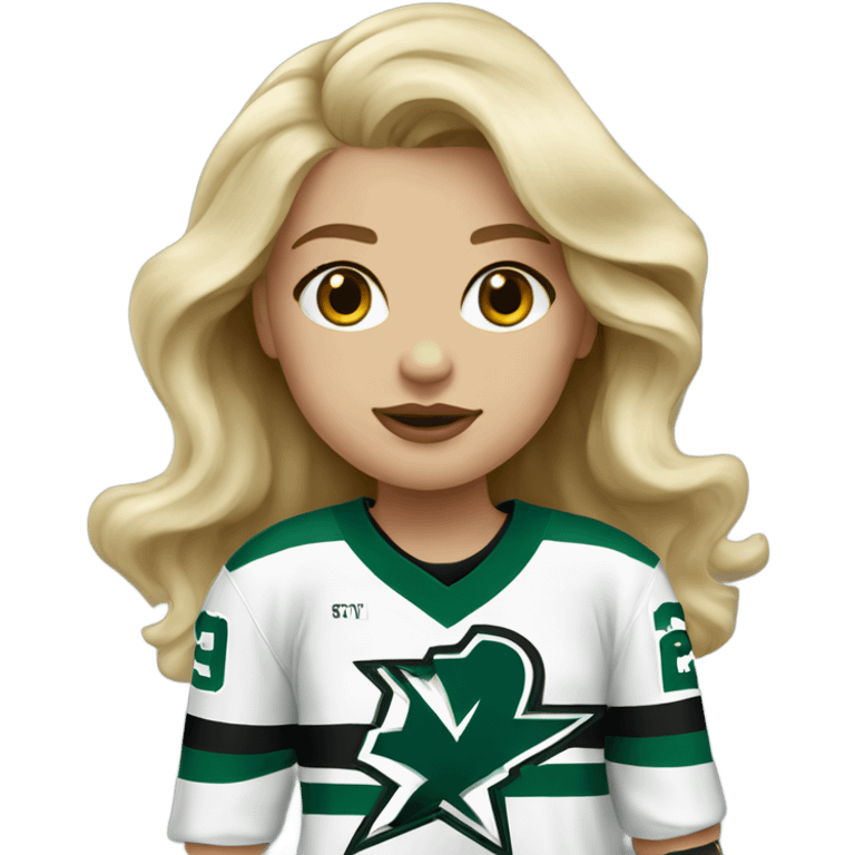 Blonde girl wearing Dallas Stars jersey emoji