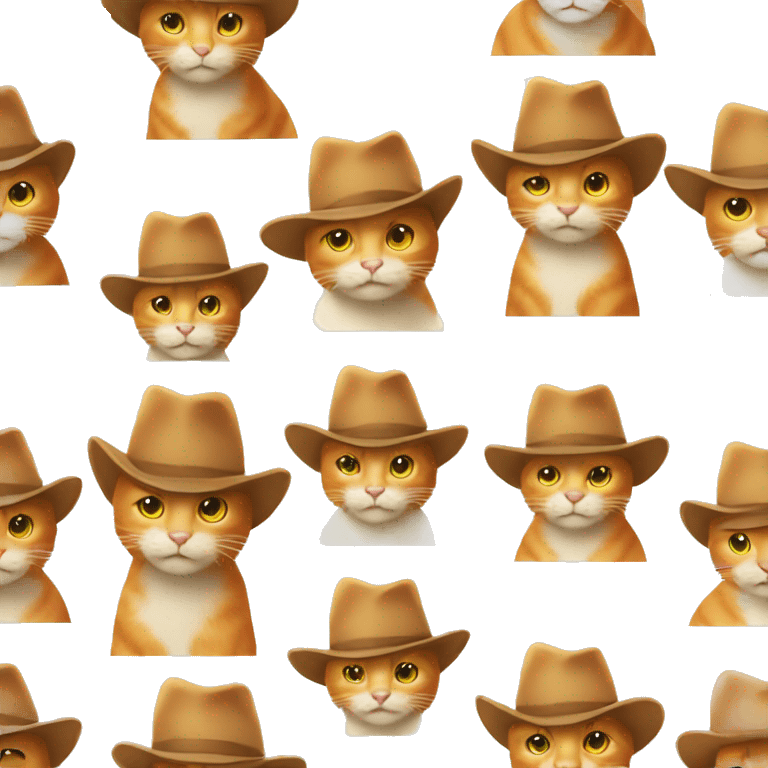 Light orange cat no white wearing cowboy hat happy emoji