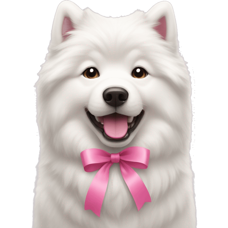 Samoyed with pink ribbon   emoji