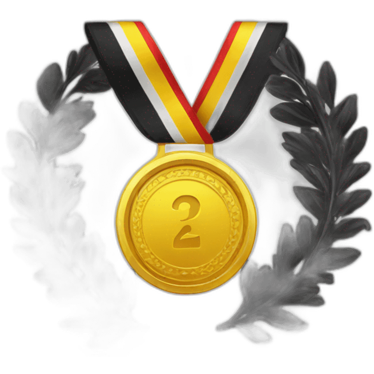 medal with a black and yellow ribbon emoji