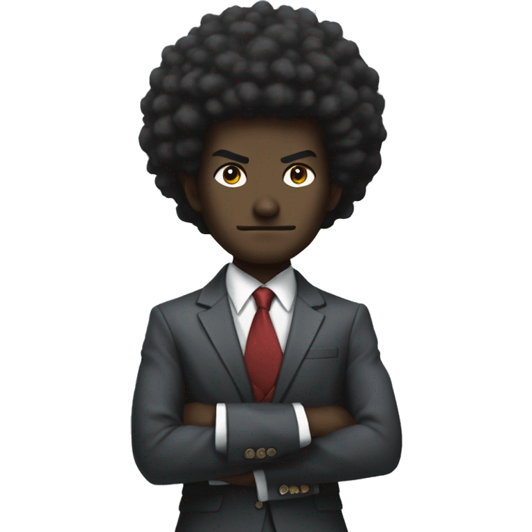 Afro samurai in a Wall Street suit emoji