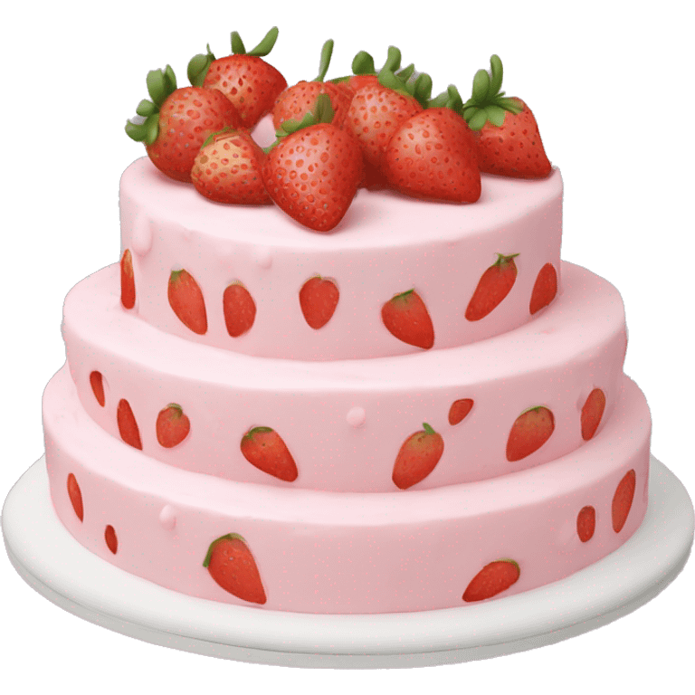 Light Pink strawberries and cream birthday cake  emoji